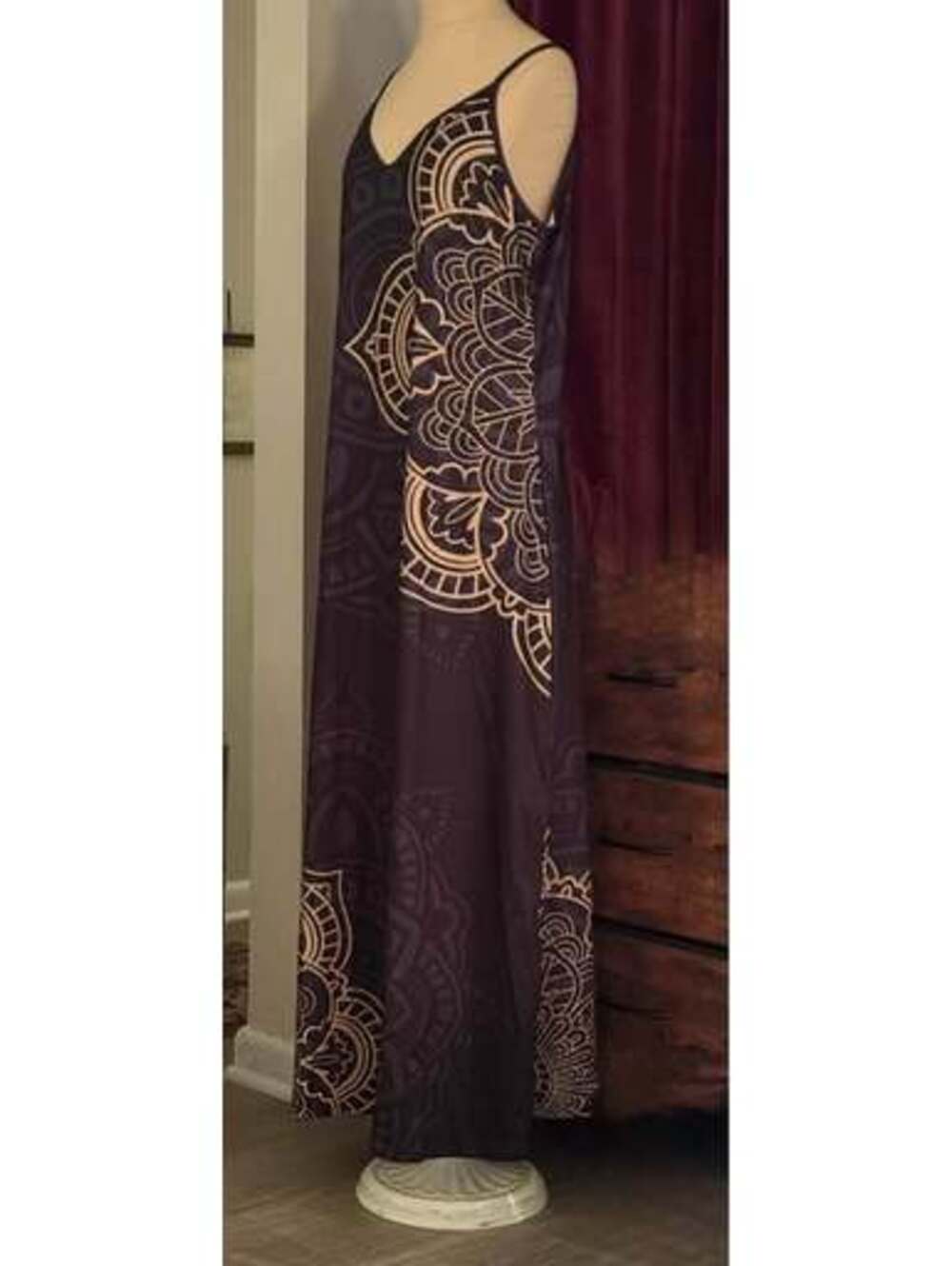 Polyester knit dress long purple $10 XL